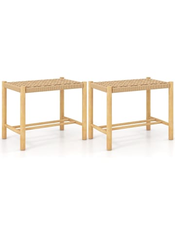 COSTWAY 2er Set Barhocker in Beige