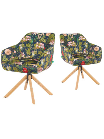DUBI Möbel 2er-Set: Drehstuhl Mika-Luis in Blumen - (B)60 x (H)82 x  (T)61 cm