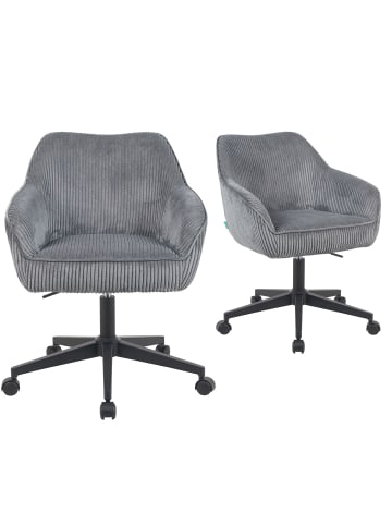 DUBI Möbel 2er-Set: Bürostuhl Mika-Elio in Grau - (B)60 x (H)80 x  (T)61 cm