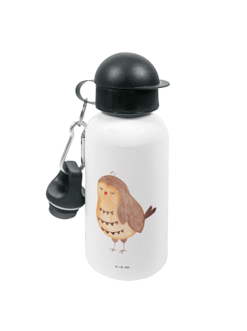 Mr. & Mrs. Panda Kindertrinkflasche Eule Zufrieden ohne Spruch in Weiß