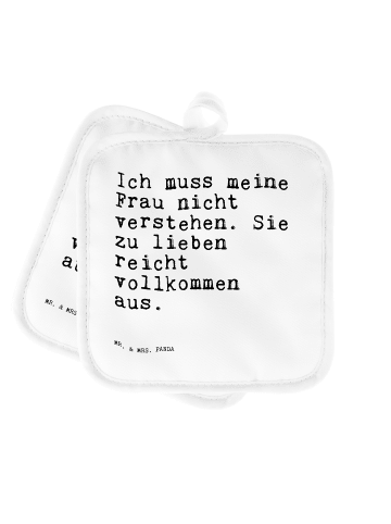 Mr. & Mrs. Panda topfhalter Ich muss meine Frau... mit Spruch in Weiß
