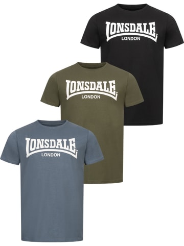 Lonsdale T-Shirt "Hinstock Herren T-Shirt normale Passform 3er pack" in Schwarz