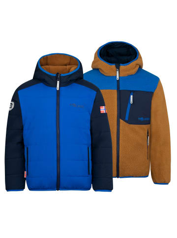 Trollkids Fleece-Jacke "Sandvika" in Karamell-Braun/Mittelblau/Marine