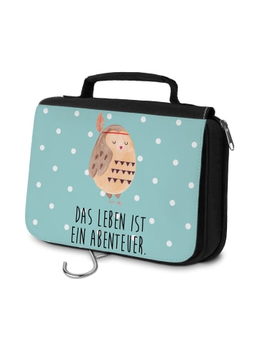 Mr. & Mrs. Panda Kosmetiktasche Eule Federschmuck mit Spruch in Türkis Pastell