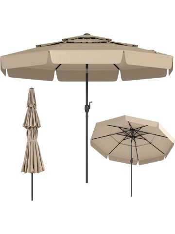 COSTWAY Sonnenschirm 300 cm 3-stöckig mit Volant in Beige