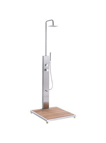Beliani Gartendusche CAMINITO in Silber/Braun - (W) 84 x (H) 217 x (L) 75 cm