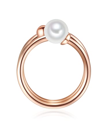 Lulu & Jane Perlen-Ring Sterling Silber Süßwasser-Zuchtperle in roségold