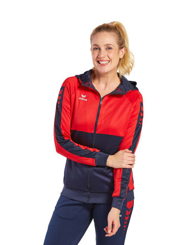 erima Damen Six Wings Trainingsjacke mit Kapuze in new navy/rot