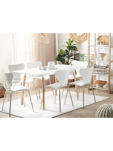Beliani Esszimmertisch MIRABEL in Weiß/Braun - (W) 80 x (H) 75 x (L) 120 cm