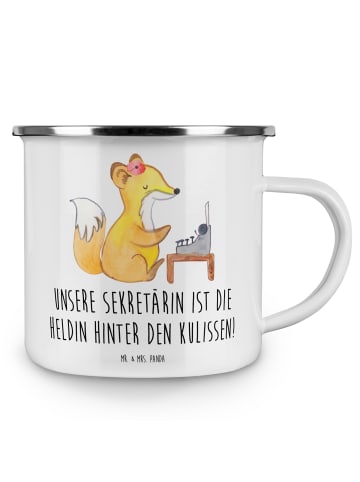 Mr. & Mrs. Panda Teetasse Sekretärin Heldin mit Spruch in Weiß