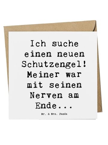 Mr. & Mrs. Panda Glückwunschkarte Spruch Neuer Schutz mit Spruch in Weiß