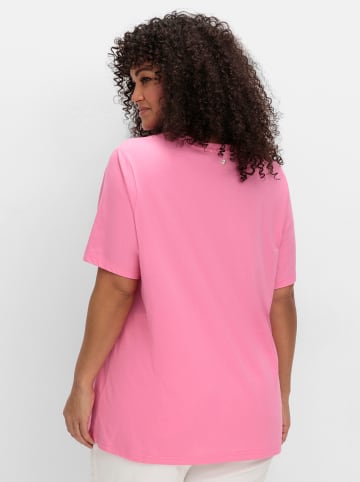 sheego V-Shirt in blumiges pink