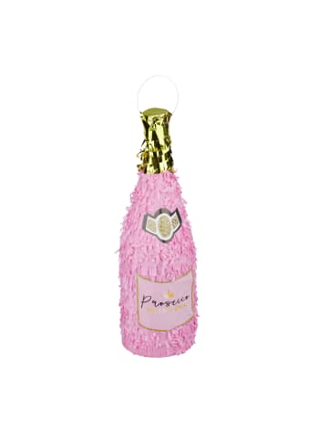 relaxdays Pinata Sektflasche in Rosa/Gold