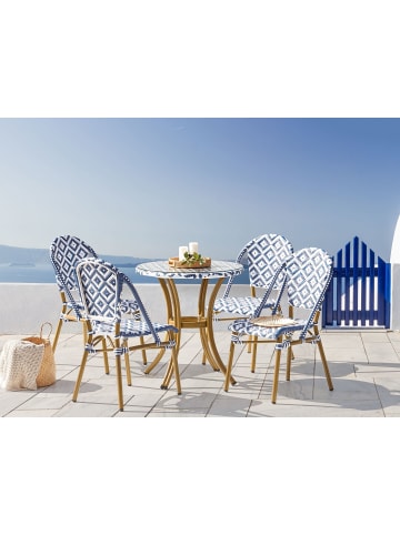 Beliani Outdoor Bistrotisch RIFREDDO in /Blau/Beige - (W) 70 x (H) 76 x (L) 70 cm
