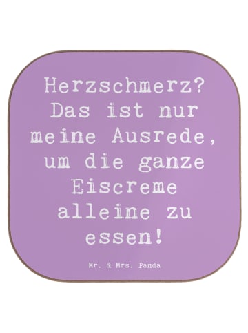 Mr. & Mrs. Panda Bierdeckel Spruch Herzschmerz Eiscreme mit Spruch in Lavendeltraum