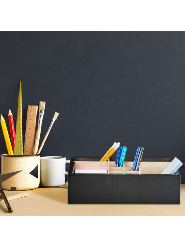 relaxdays Schreibtisch Organizer in Schwarz/ Natur - (B)30 x (H)12 x (T)18 cm