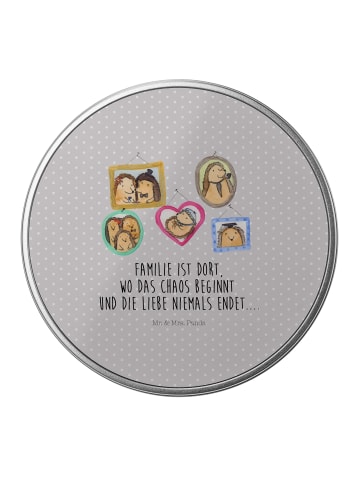 Mr. & Mrs. Panda Aufbewahrungsbox Igel Familie mit Spruch in Grau Pastell