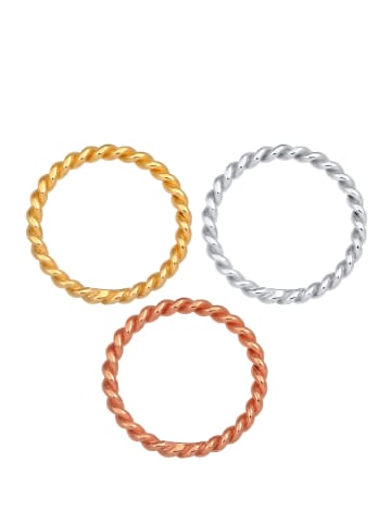 Elli Ring 925 Rosegold Kugel, Bi Color_Tri Color, Ring Set in Silber
