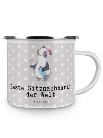 Mr. & Mrs. Panda Becher Emaille Panda Beste Sitznachbarin der We... in Grau Pastell