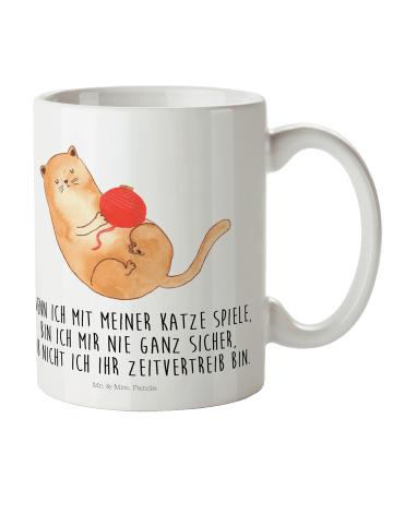 Mr. & Mrs. Panda Mehrwegbecher Katze Wolle mit Spruch in Weiß