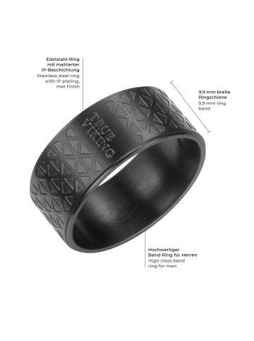 True Rebels Ring Edelstahl schwarz in schwarz