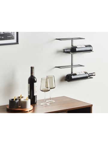 Beliani Weinständer EINSTEINIUM in Schwarz - (W) 37 x (H) 37 x (L) 8 cm