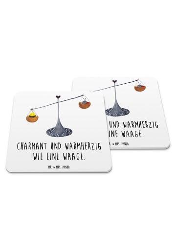 Mr. & Mrs. Panda Tischuntersetzer Sternzeichen Waage mit Spruch in Weiß