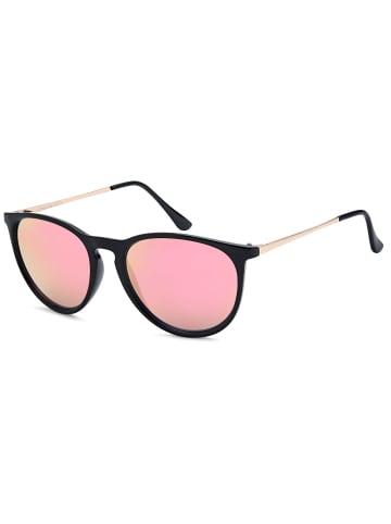 styleBREAKER Sonnenbrille in Schwarz / Pink verspiegelt