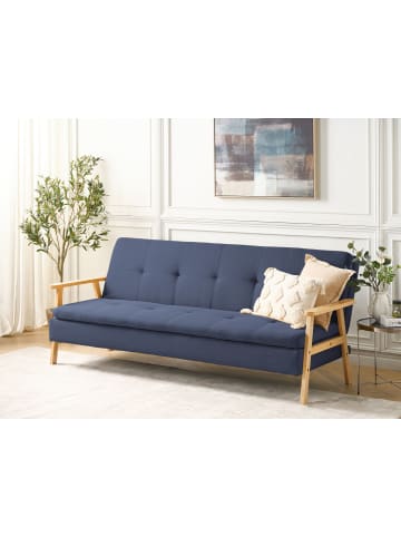 Beliani Schlafsofa TJORN in Blau/Braun - (W) 204 x (H) 84 x (L) 85 cm