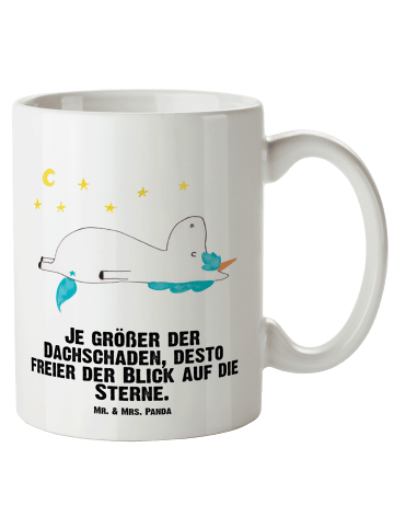 Mr. & Mrs. Panda Kaffeepott Einhorn Sternenhimmel mit Spruch in Weiß