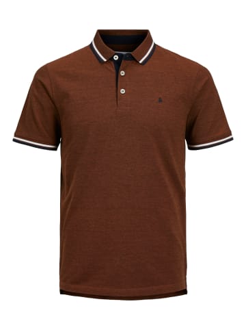 Jack & Jones Polo Shirt JJEPAULOS Sommer Hemd Kragen Pique Cotton in Braun