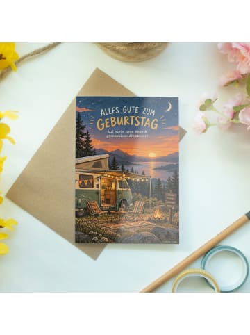 Geburtstagskarte Geburtstag Wohnmobil festlich ... in Weiß