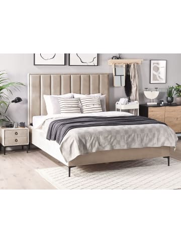 Beliani 4-tlg Schlafzimmer Set SEZANNE in Beige/Grau/Schwarz 190x215x142 cm