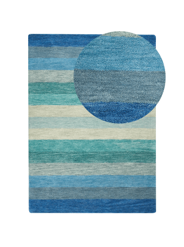 Beliani Kurzflor MAILSI in Blau/Grün/Grau - (W) 140 x (L) 200 cm