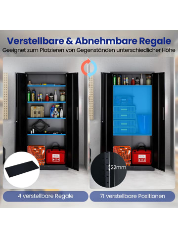 COSTWAY Aktenschrank abschließbar 180 cm in Schwarz