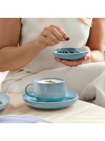 like. by Villeroy & Boch 6er Set Kaffeeuntertassen Perlemor Aqua ø 16,1 cm in blau