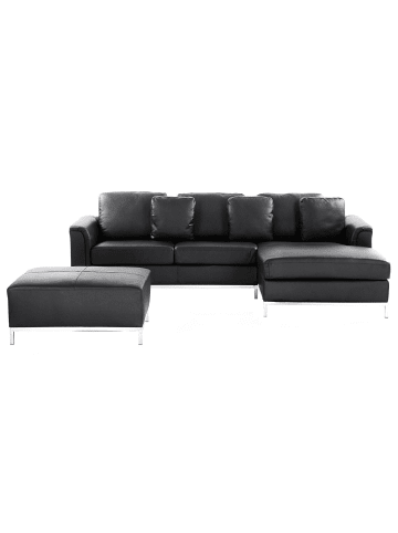 Beliani 2-tlg Ecksofa OSLO in Schwarz/Silber linksseitig