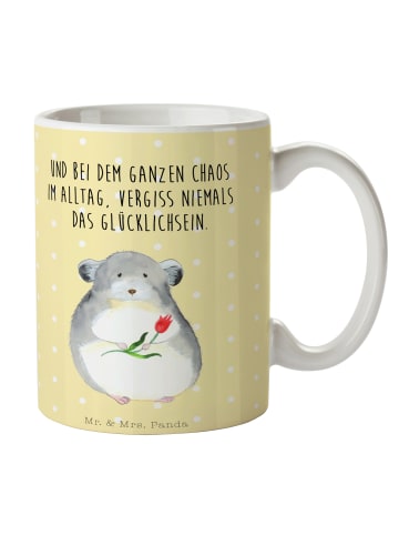 Mr. & Mrs. Panda Tasse Chinchilla Blume mit Spruch in Gelb Pastell