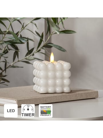 STAR Trading LED Kerze Flamme Dot aus Wachs, 2er-Set, weiß in Weiß