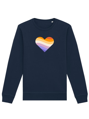 wat? Apparel Sweatshirt Rainbow Heart in Dunkelblau