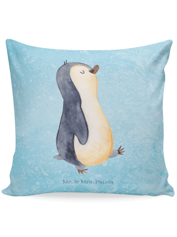 Mr. & Mrs. Panda Lounge Kissen Pinguin mHerzieren ohne Spruch in Eisblau