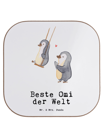 Mr. & Mrs. Panda Untersetzer Pinguin Beste Omi der Welt mit Spruch in Weiß