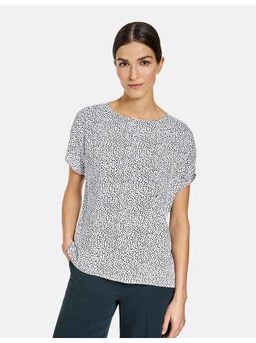 Gerry Weber Bluse Kurzarm in Ecru/Weiss/Blau Druck