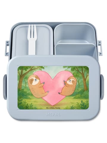 Mr. & Mrs. Panda Lunch Box Faultiere Herz Design ohne Spruch in Blau Pastell