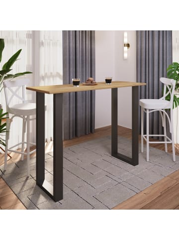 VCM  Holz Bartisch Stehtisch Tisch Tresen Xona 140x50 in Schwarz / Honig-Eiche
