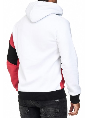 Rusty Neal Kontrast Color Block Kapuzen-Pullover in Weiß / Rot / Schwarz