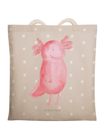 Mr. & Mrs. Panda Tote Bag Axolotl Glücklich ohne Spruch in Grau Pastell