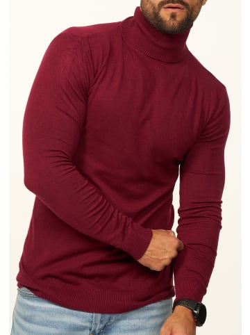 DAILY COTTON Rollkragenpullover - als Feinstrick Pulli in Slim Fit für Herren in Weinrot
