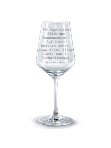 Mr. & Mrs. Panda Bordeauxglas Spruch 1. Hochzeitstag Papierhochz... in Transparent