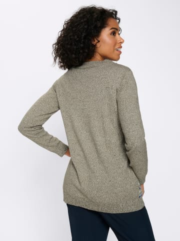 Sieh an! Long-Strickjacke in oliv-royalblau-gemustert